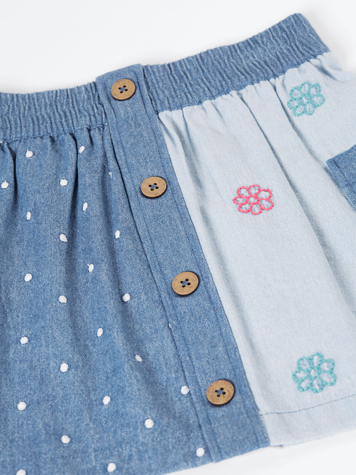 Frugi Hotchpotch Denim Skirt - Denim/Hotchpotch