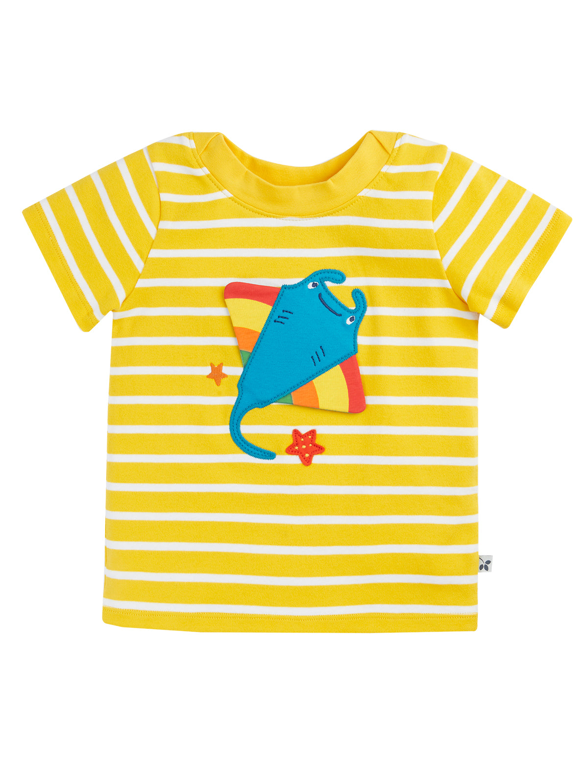 Frugi Easy On Interactive T-Shirt Short Sleeve - Lemon Breton/Ray Applique