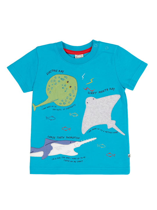 Frugi Avery Circular T-Shirt Short Sleeve - Tropical Sea/Rays