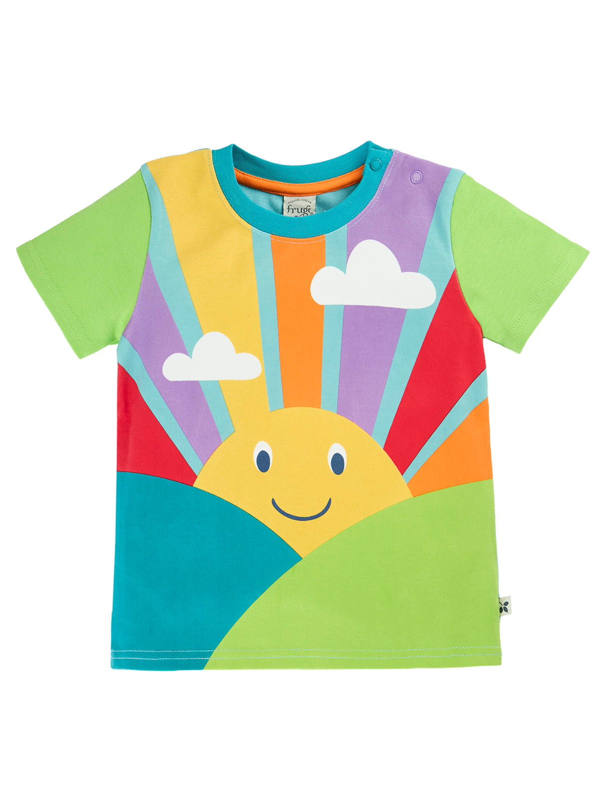 Frugi Iori Printed T-Shirt Short Sleeve - Lichen/Sunshine