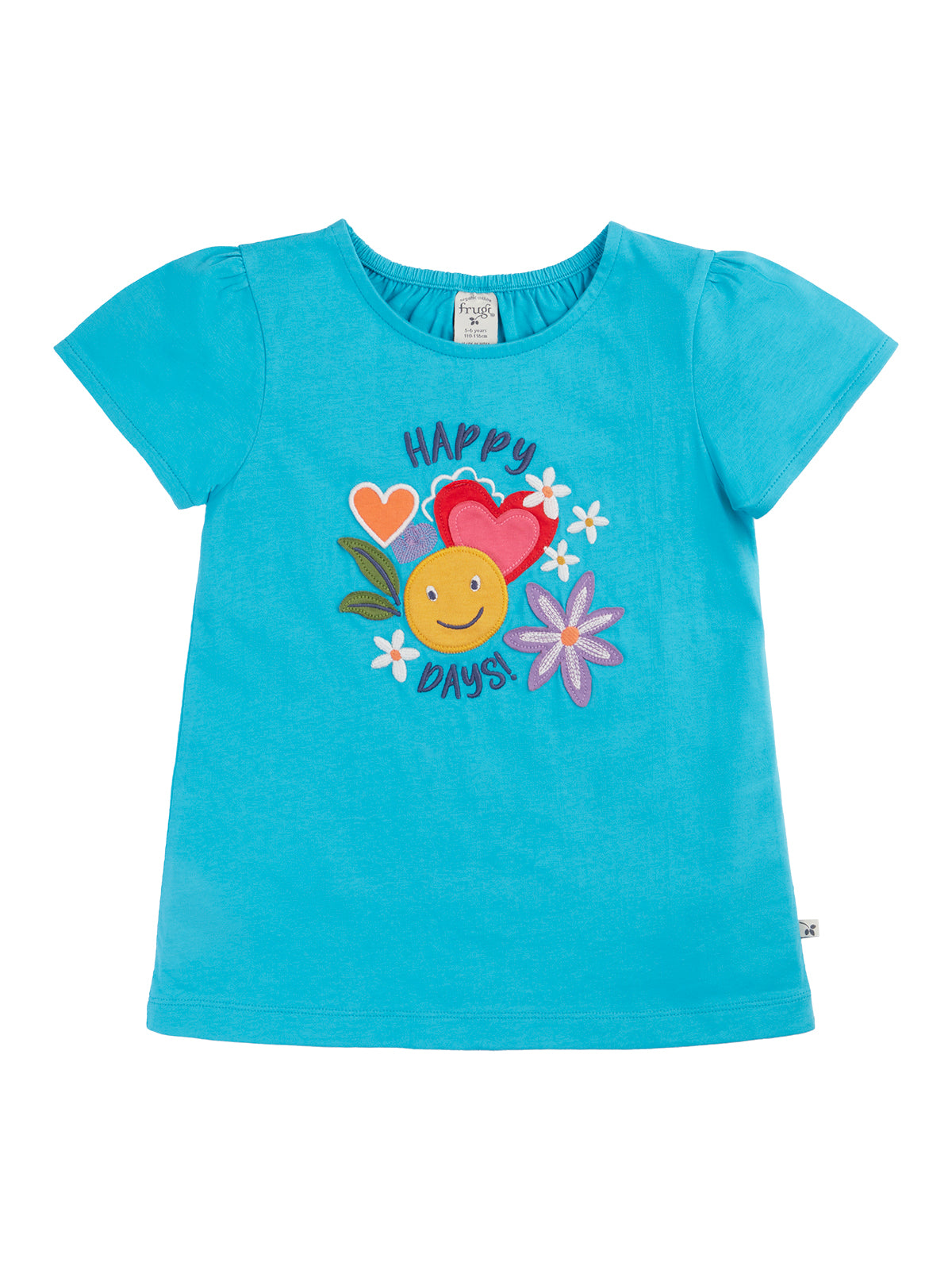 Frugi Lia T-Shirt Short Sleeve - Tropical Sea/Happy Applique