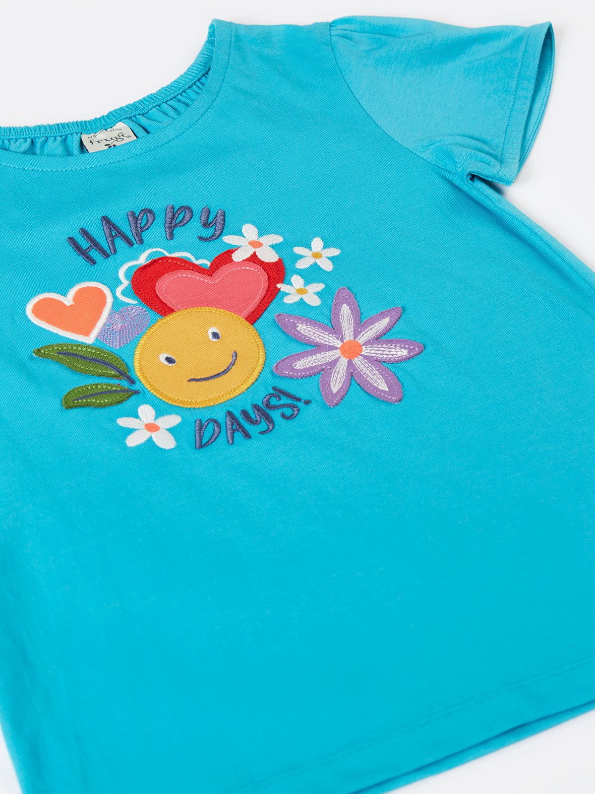 Frugi Lia T-Shirt Short Sleeve - Tropical Sea/Happy Applique
