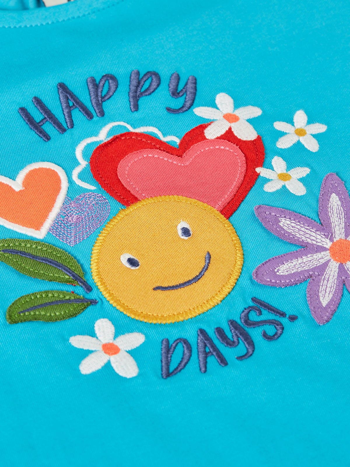Frugi Lia T-Shirt Short Sleeve - Tropical Sea/Happy Applique