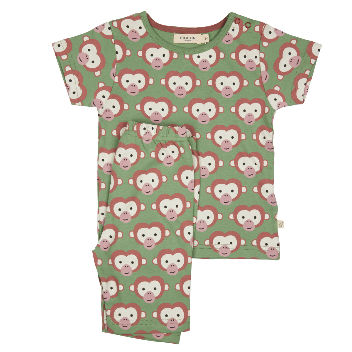 Pigeon Short Pyjamas - Monkey On Green