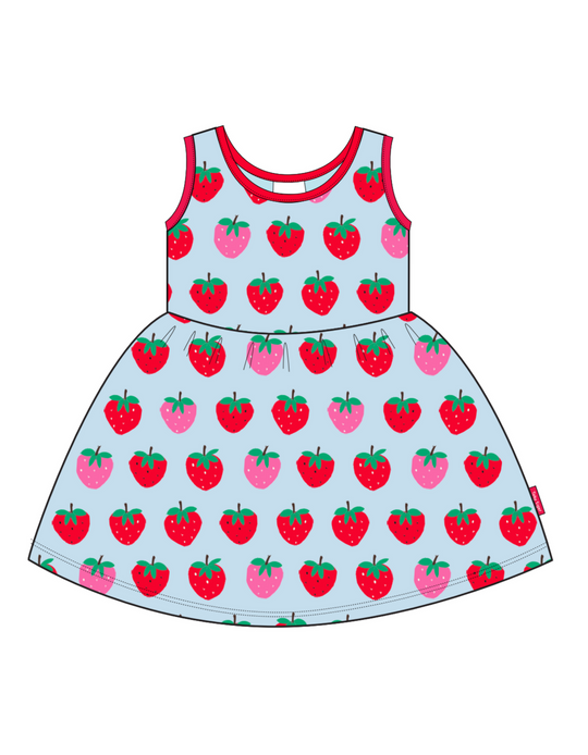 Toby Tiger Organic Summer Dress - Strawberry Print