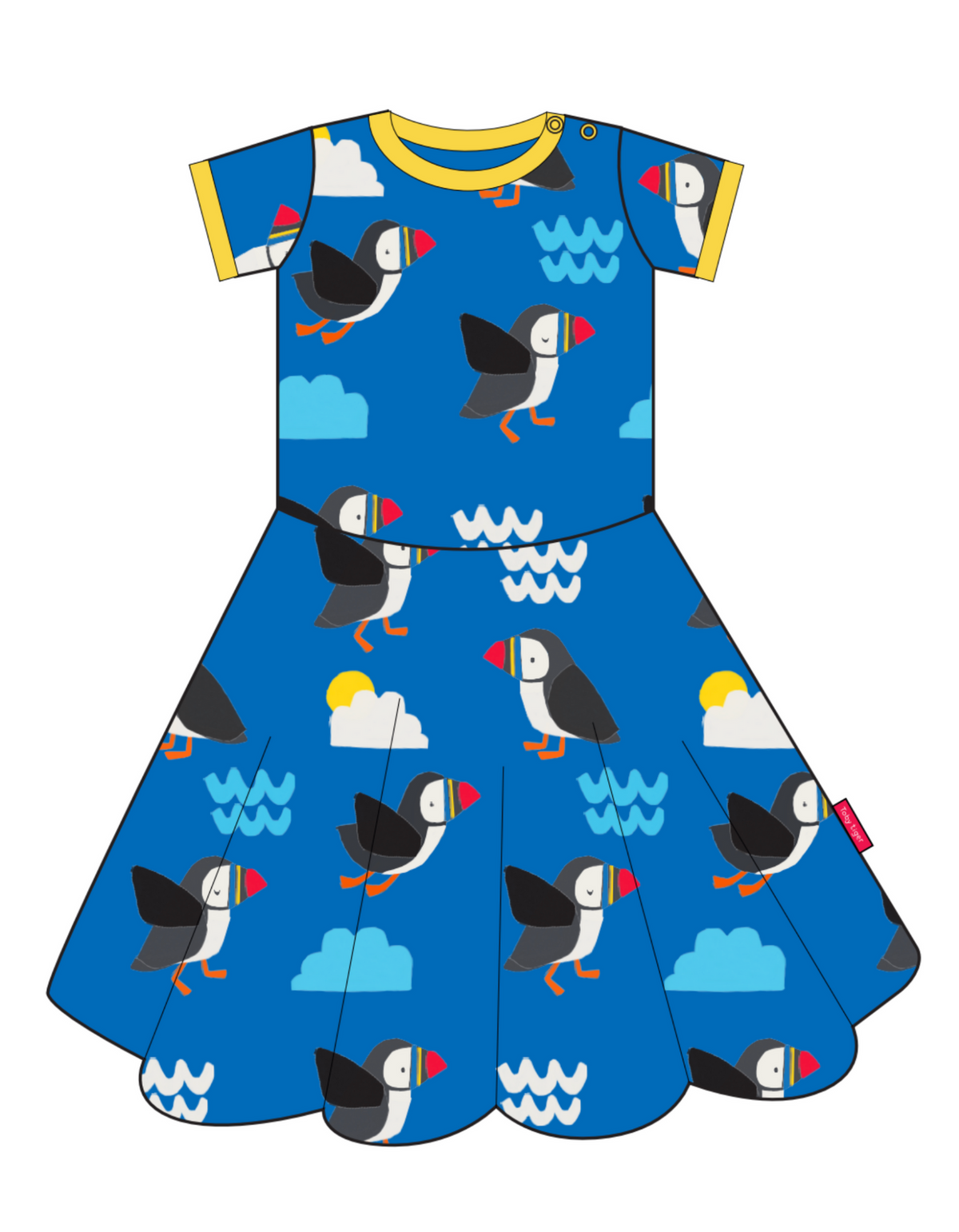 Toby Tiger Organic Skater Dress Short Sleeve - Puffin