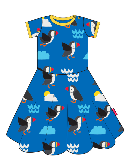 Toby Tiger Organic Skater Dress - Puffin Print