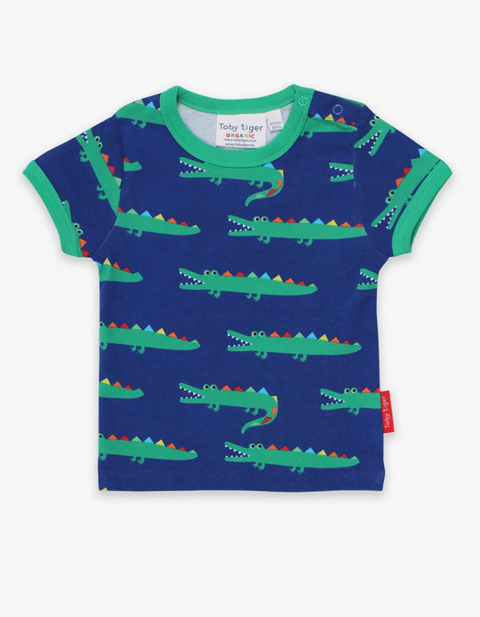 Toby Tiger Organic Short Sleeve T-Shirt - Crocodile Print