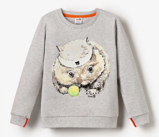 The QT Classic Sweatshirt - Light Grey Marl Wombat Tennis
