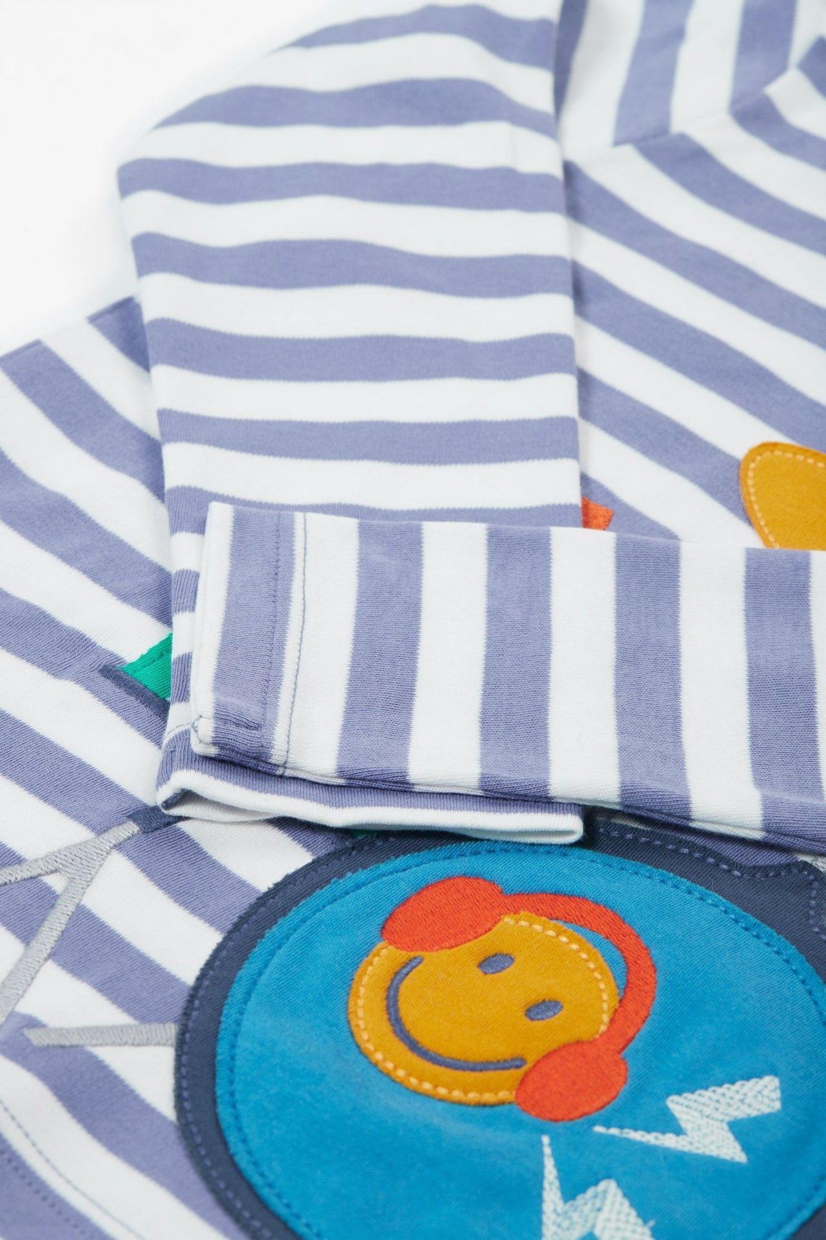 Frugi Discovery Top Grape Stripe/Drums - Purple Applique