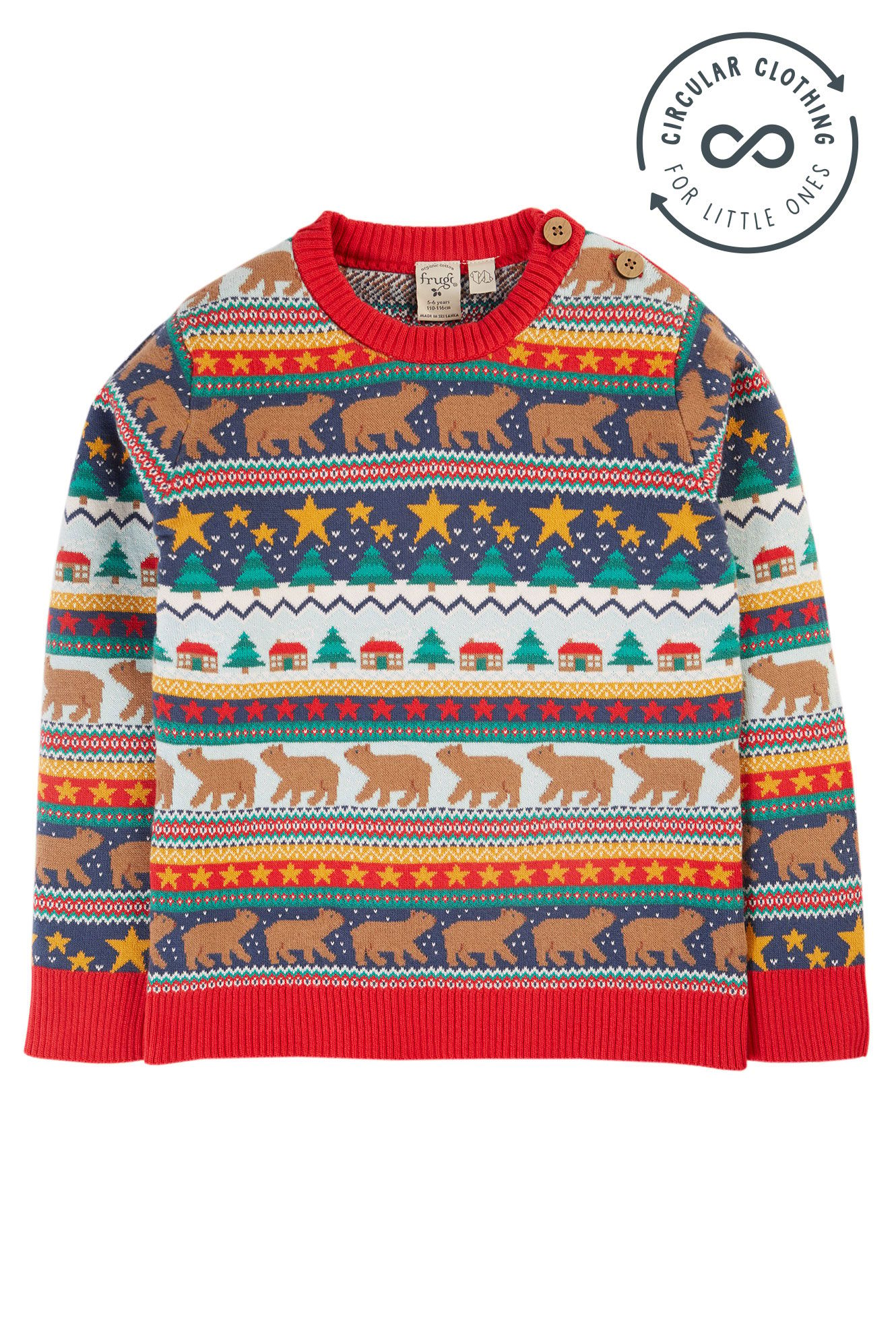 Frugi Forest Fairisle Jumper Fairisle/Christmas - Red