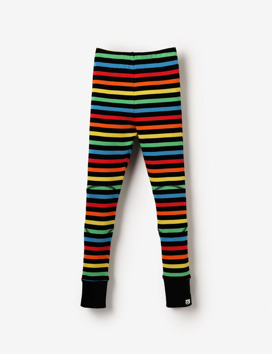 The QT Organic Knee Patch Leggings - Black Multistripe
