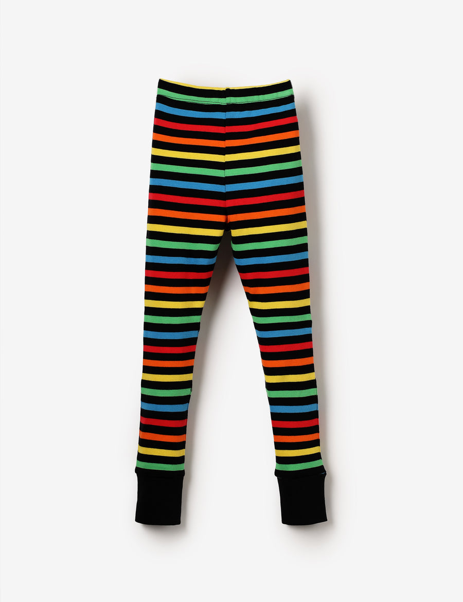 The QT Organic Knee Patch Leggings - Black Multi Stripe