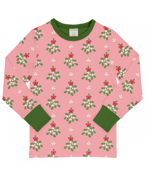 Maxomorra long Sleeve Mistletoe Top - Pink