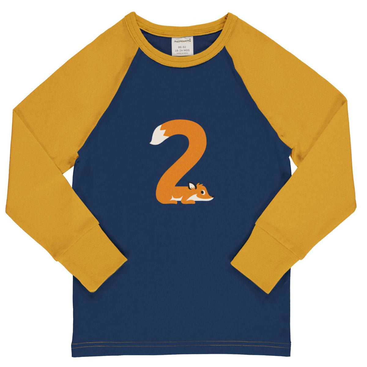 Maxomorra Raglan Top Long Sleeve - AGE 2 B