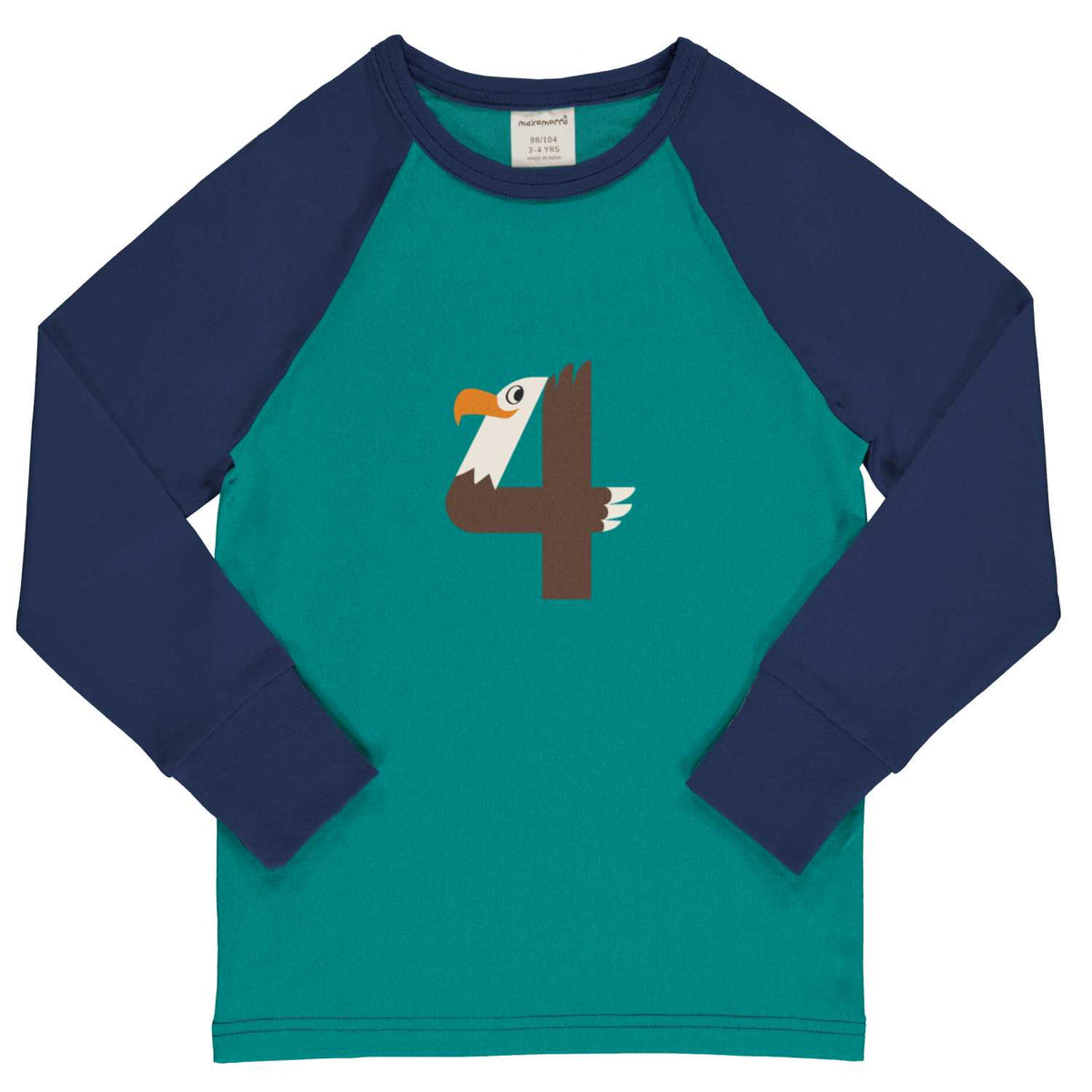 Maxomorra Raglan Top Long Sleeve - AGE 4 B