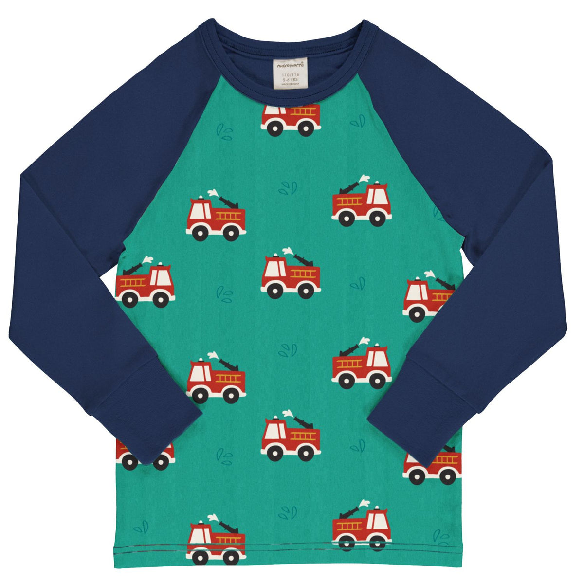 Maxomorra Raglan Top Long Sleeve - Fire Truck Green