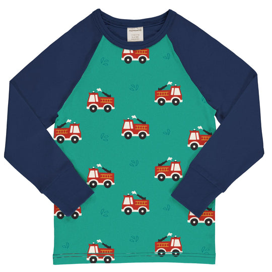 Maxomorra Top Long Sleeve Raglan FIRE TRUCK
