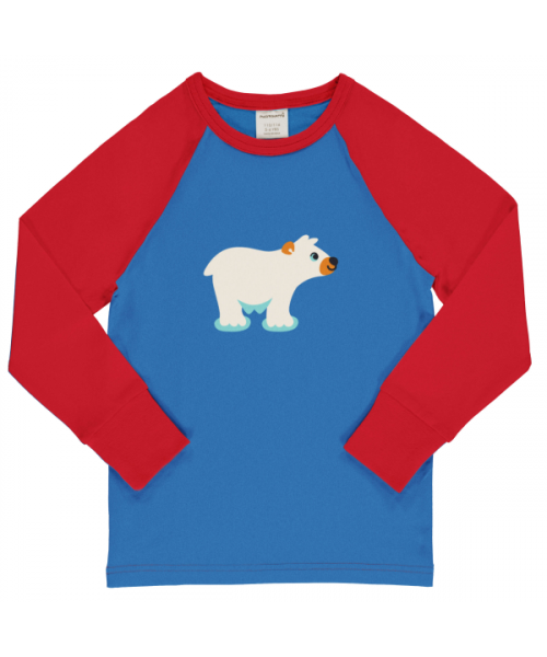 Maxomorra Top Long Sleeve Raglan Ice Bear - Blue