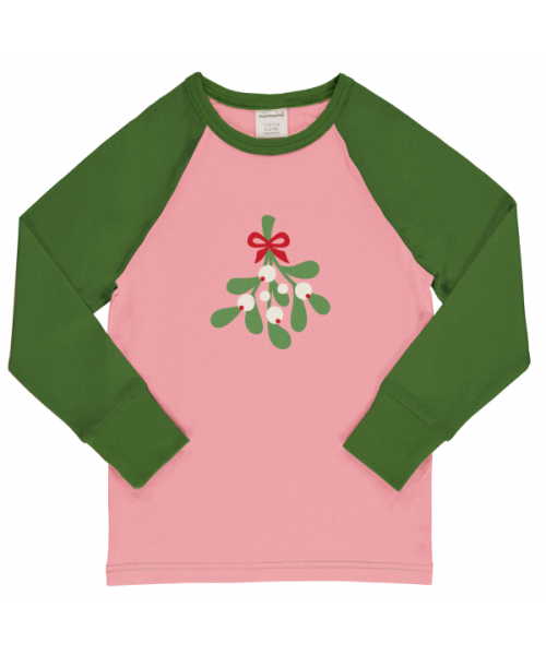 Maxomorra Top Long Sleeve Raglan Mistletoe - Pink