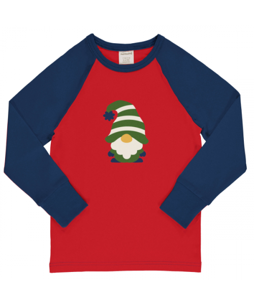 Maxomorra Top Long Sleeve Raglan Swedish Santa - Red