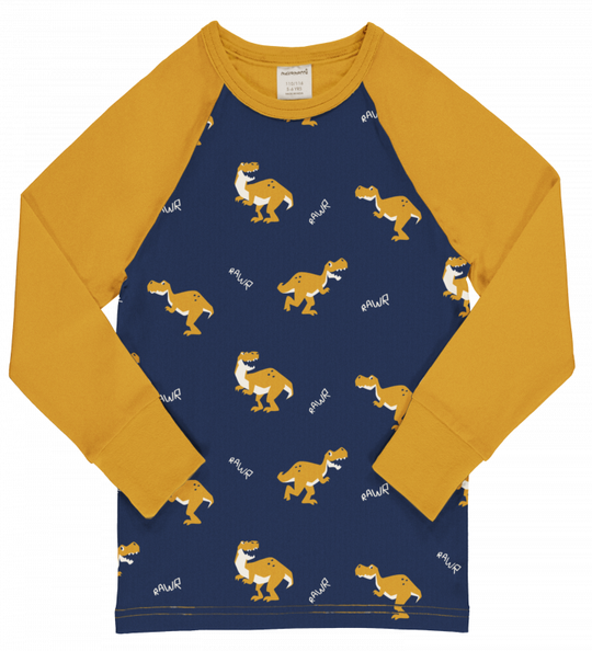 Maxomorra Top Long Sleeve Raglan T- Rex
