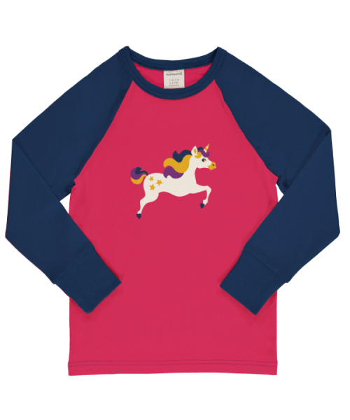 Maxomorra Top Long Sleeve Raglan Unicorn - Red