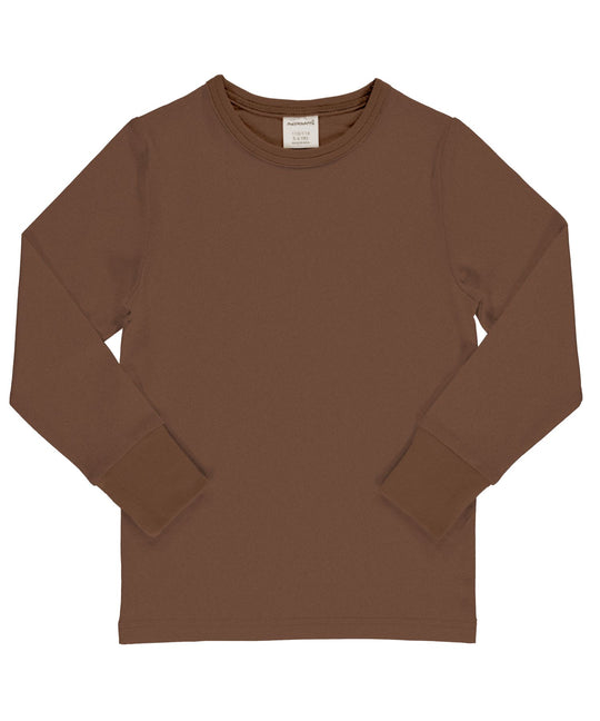 Maxomorra Top Long Sleeve Solid BROWN