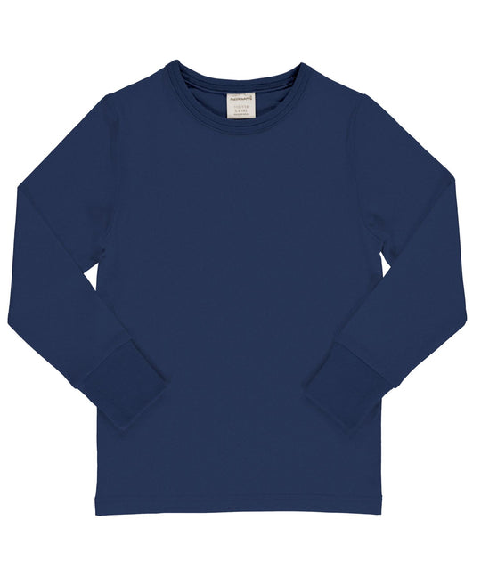 Maxomorra Top Long Sleeve Solid NAVY
