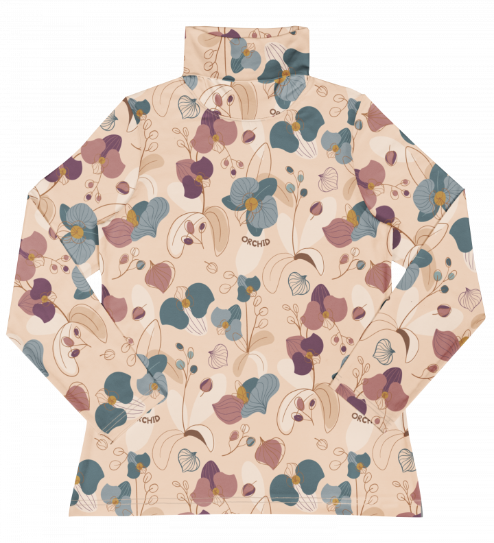 Meyadey Adult Top Turtleneck Long Sleeve - Tropical Orchid