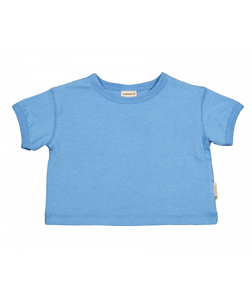 Maxomorra Top Short Sleeve Cropped - Blue Melange