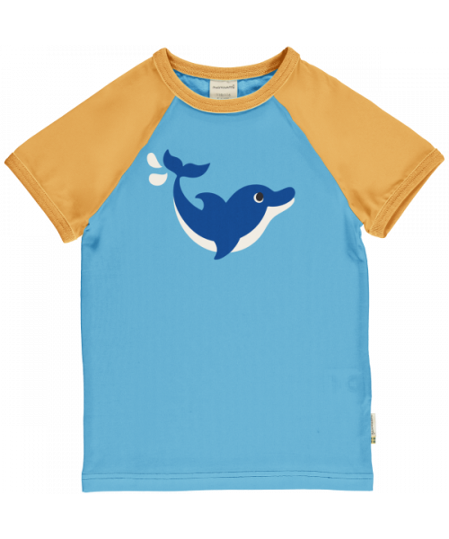 Maxomorra Top Short Sleeve Raglan - Dolphin