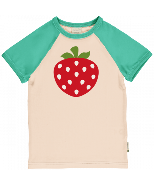 Maxomorra Top Short Sleeve Raglan Strawberry