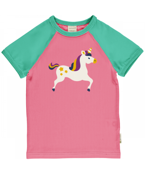 Maxomorra Top Short Sleeve Raglan - Unicorn