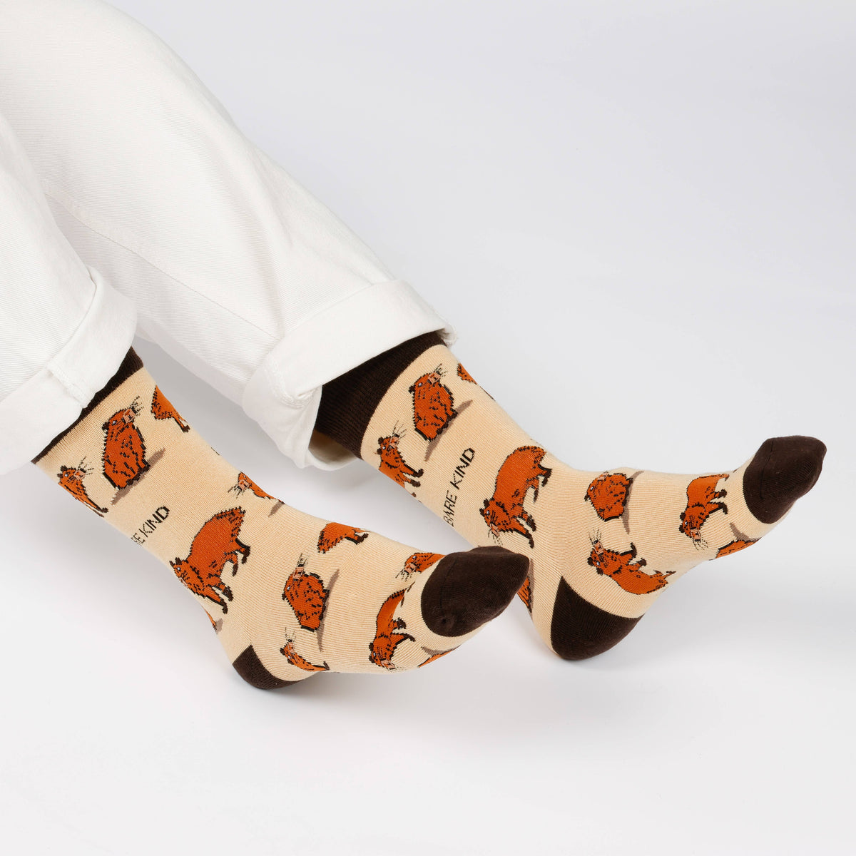 Bare Kind Adult Bamboo Socks - Brown Capybara - Adult 4-7
