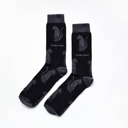 Bare Kind Black Panther Socks | Bamboo Socks | Black Socks: Black Panthers / Single Pair / UK Adult 11-15