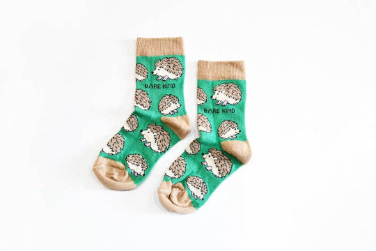 Bare Kind Hedgehog Socks | Child Bamboo Socks | Green Socks: Hedgehogs / Single Pair / Age 3-5yrs | UK Size Kids 6-9
