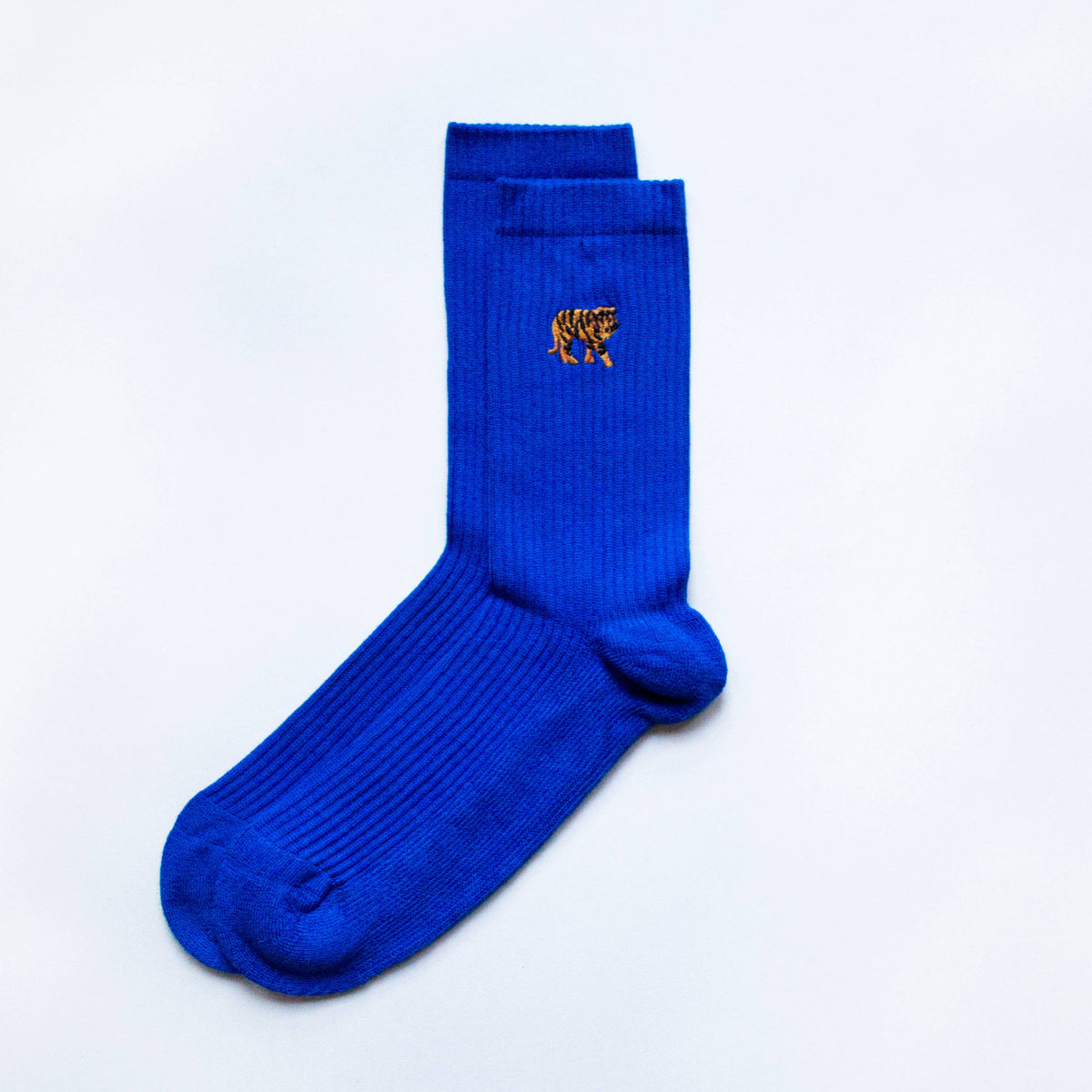Bare Kind Adult Bamboo Ribbed Socks - Royal Blue Tiger - Adult 4-7