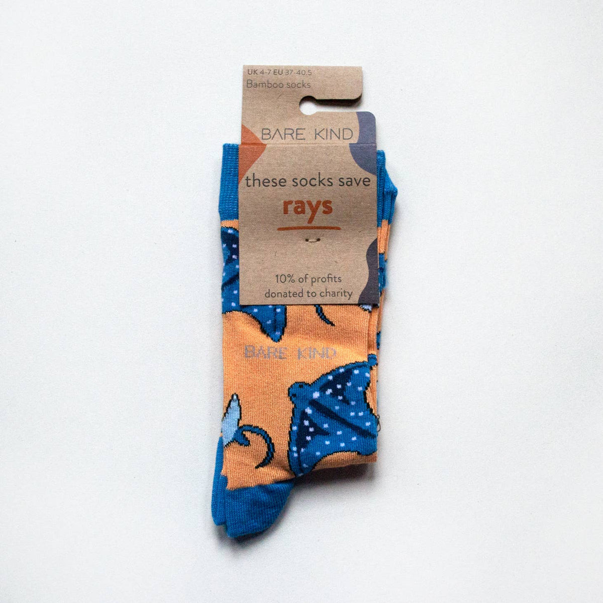 Bare Kind Adult Bamboo Socks - Coral Orange Ray - Adult 4-7