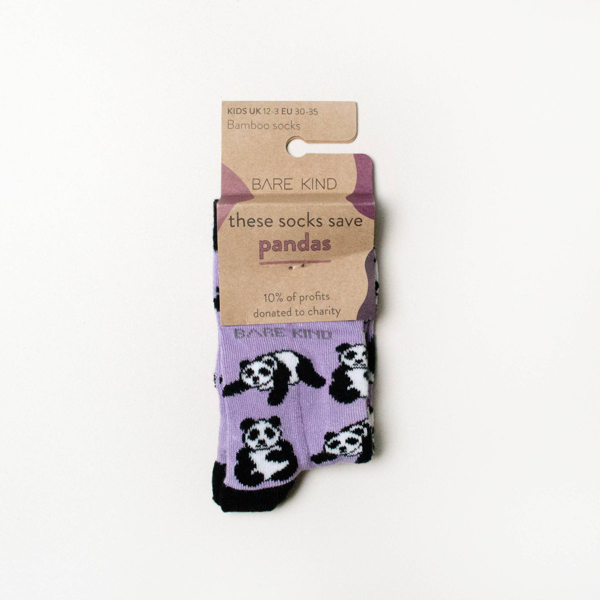 Bare Kind Kids Bamboo Socks - Lilac Panda - Age 6-8 Years / Kids 9-12