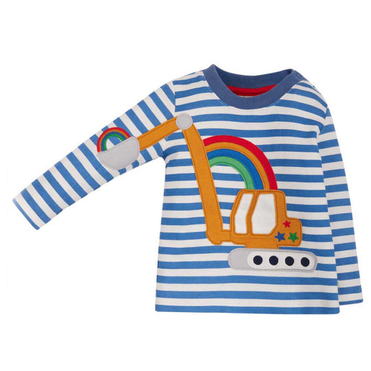 Frugi Doug Camper Long Sleeve Top - Blue Breton Digger