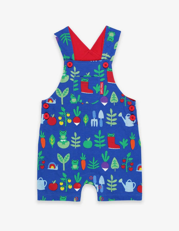Toby Tiger Organic Dungaree Shorts - Garden Veg