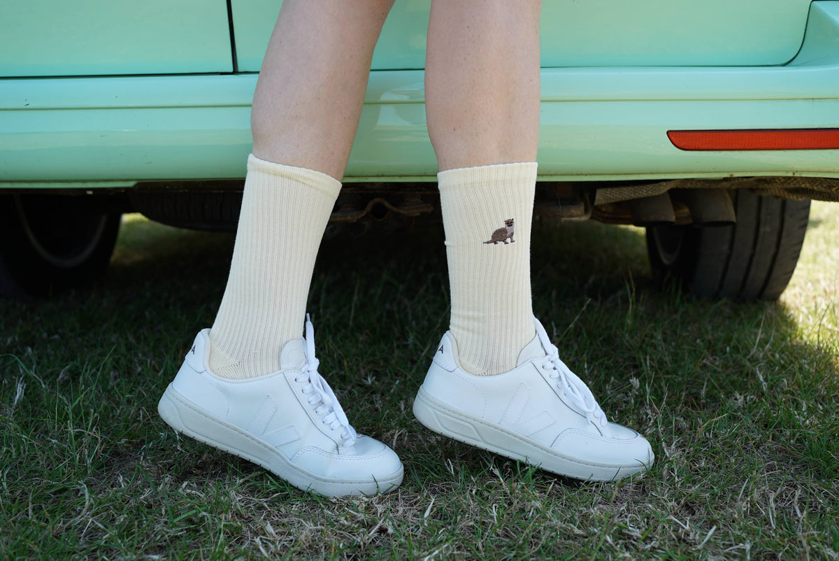 Bare Kind Adult Bamboo Ribbed Socks - Yellow Otter - Adult 7-11