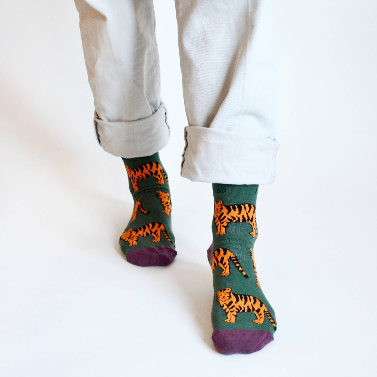 Bare Kind Adult Bamboo Socks - Green Tiger - Adult 4-7