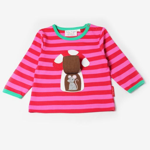Toby Tiger Organic Mouse and Mushroom Applique Long Sleeve T-Shirt