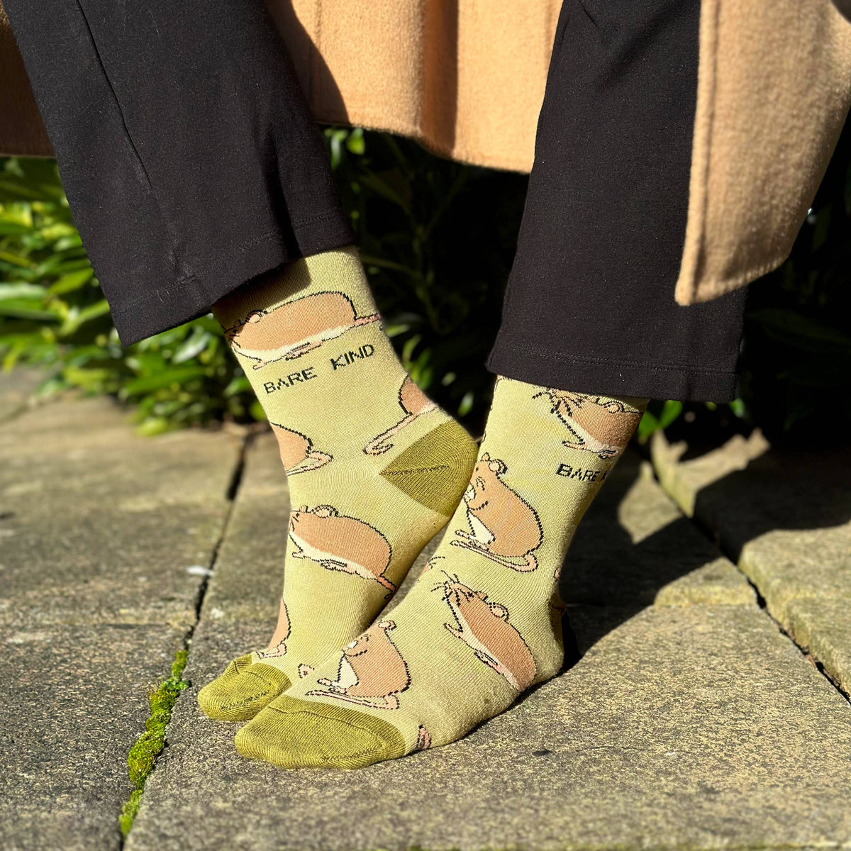 Bare Kind Adult Bamboo Socks - Green Harvest Mouse - Adult 7-11