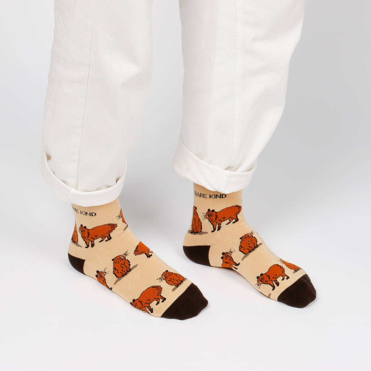 Bare Kind Adult Bamboo Socks - Brown Capybara - Adult 4-7