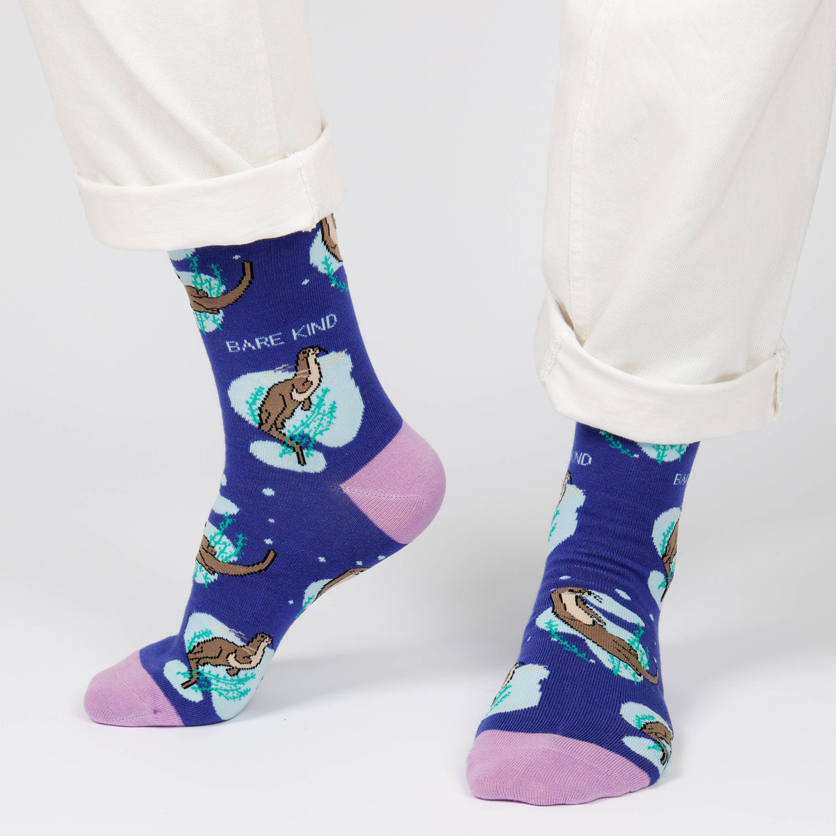 Bare Kind Kids Bamboo Socks - Blue Otter - Adult 7-11