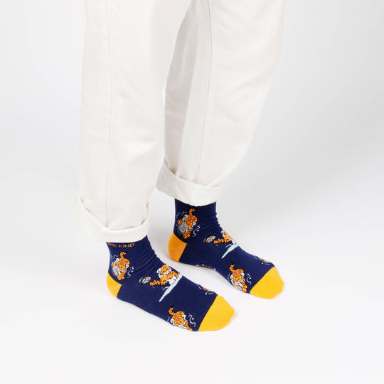 Bare Kind Adult Bamboo Socks - Blue Tiger - Adult 7-11