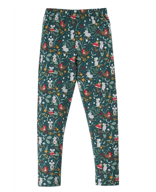 Frugi Libby Printed Leggings - Fir Tree Festive Friends
